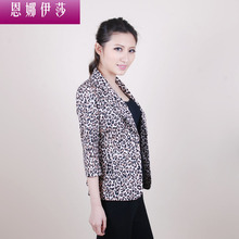 淘宝网2012春装新款 正品豹纹优雅修身短款花色淑女休闲高档小西装 米色