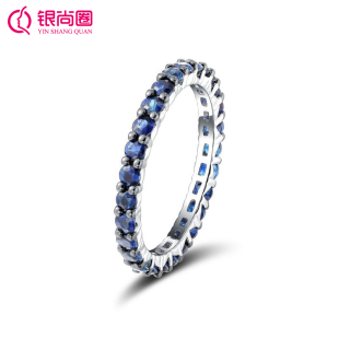  【银尚圈&middot;蓝星稀】K金天然蓝宝石水晶女款戒指