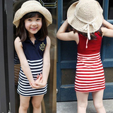 特价2012夏装韩版新款 条纹海军风女童装宝宝无袖连衣裙519_G52