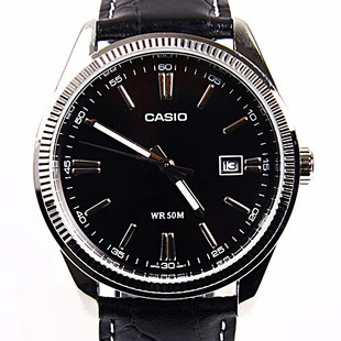  卡西欧手表 男士石英表简洁休闲皮带正品casio男表MTP-1302L-1A