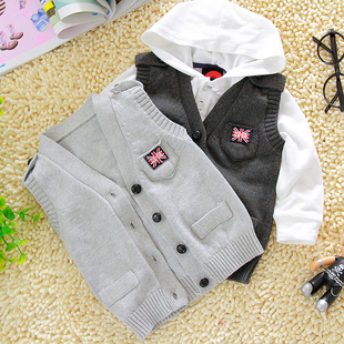  春韩版儿童针织背心男女童毛衣背心针织马甲韩版童装男童背心
