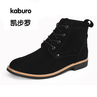  凯步罗 冬款磨砂皮男靴英伦牛皮靴 真皮短靴 马丁靴高帮鞋男8006