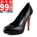 紫郁2012春新款女鞋欧美OL圆头防水台真皮高跟鞋韩版牛皮单鞋子