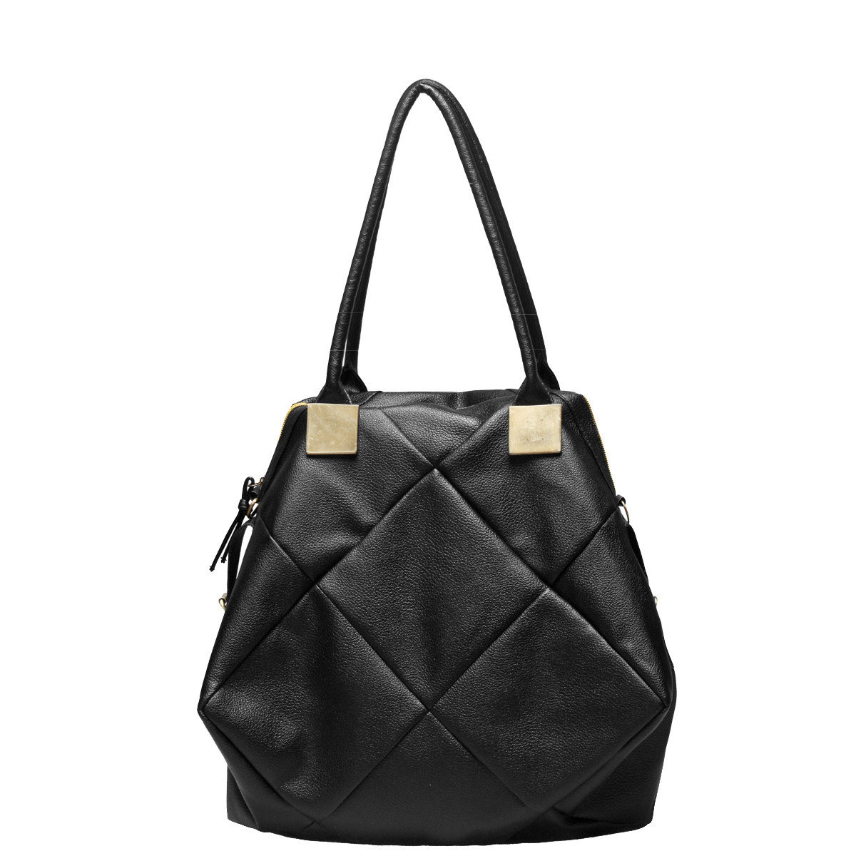 北包包 2012韩版街头时尚菱格拼接女包PU单肩黑色女式大包包091