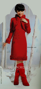 红色冬款新娘装精致绣花棉套裙结婚礼服 嫁衣