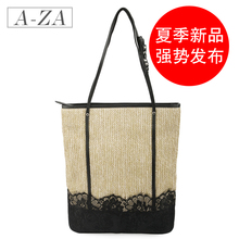 A-ZA阿札2012新春夏复古休闲草编包蕾丝草包手提单肩包女包88381