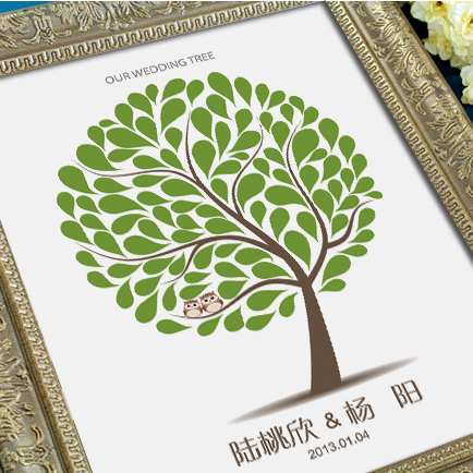 个性定制树叶绿影签到树画布 创意生日节日派对婚礼签到册QDS07在类目 节庆用品/礼品, 礼金簿/签名册中 - 来自Buy2taobao.com提供专业的淘宝代购服务