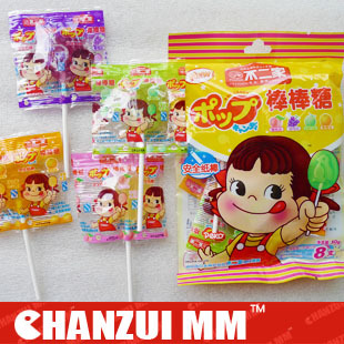  特价不二家水果棒棒糖 (蜜桃+哈密瓜+葡萄+香橙) 8支46g包装随机