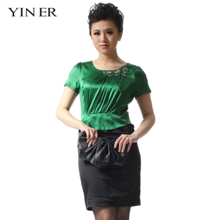 <span class=H>YINER</span>音儿影儿 专柜正品绿色经典OL优雅<span class=H>连衣裙</span>80205850