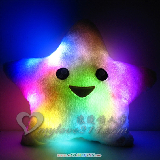 珍爱七彩幸运星发光抱枕 七彩幸运星抱枕 生日礼物 感应开关