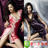 高档正品 100%桑蚕丝 洁绣重磅真丝睡衣 女夏 家居服蕾丝性感睡裙