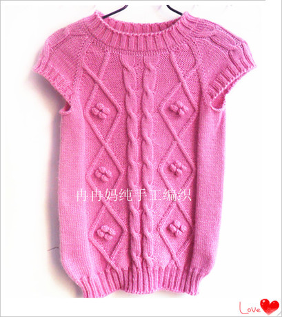 <em>儿童</em>纯手工<em>编织</em>毛衣 女童手工<em>编织背心</em> 春秋马