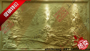 上海石创砂岩浮雕沙雕，浮雕壁画玄关走道背景墙欧式八角芭蕉叶