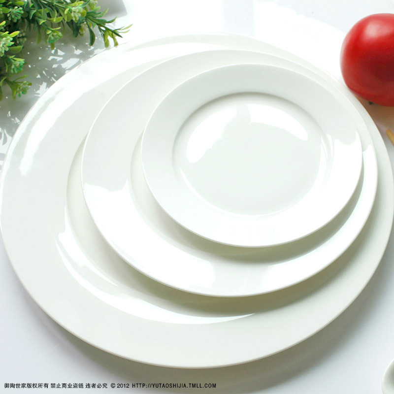 唐山骨瓷陶瓷纯白餐具盘子碟子平盘水果盘西餐具盘牛排盘饭店菜盘