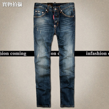 dsquared2 2012后袋绣设计师名字独特压皱超个性修身走秀男牛仔裤