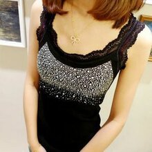 2012新款韩版女装超百搭吊带镶钻蕾丝花边单穿小背心【特价】