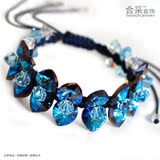 合采首饰 水晶手链 女 韩版时尚 多层绳编 可爱复古 海洋之心包邮