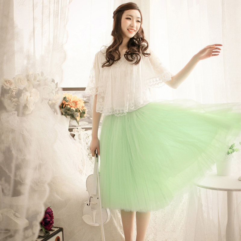 doubleheart2012夏季 雪纺半身裙 高腰裙 花苞裙蓬蓬裙纱长裙子