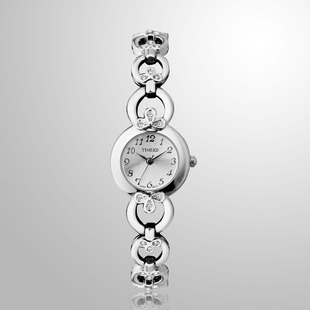  TIME100时光一百 潮流时尚圆形钢带珠宝手链防水女表时装石英手表