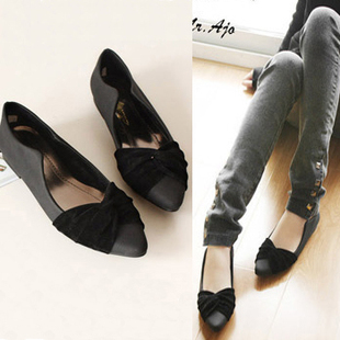 Spring/summer 2012 new genuine danxie clearance Korean bow pointed shallow flat shoes woman shoes code