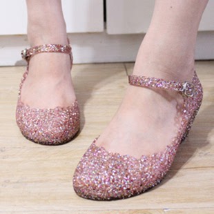  新款melissa闪亮镂空果冻鞋花朵凉鞋塑料内增高坡跟甜美女鞋