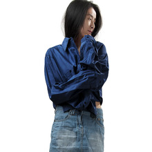 100%真丝休闲长袖衬衣真丝衬衫男女可穿有特大码2012春