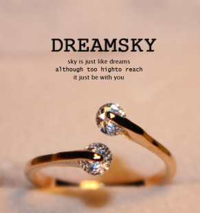  DREAMSKY 爱是永恒！ 施华洛元素水晶戒指 锆石戒指 镶嵌两颗钻