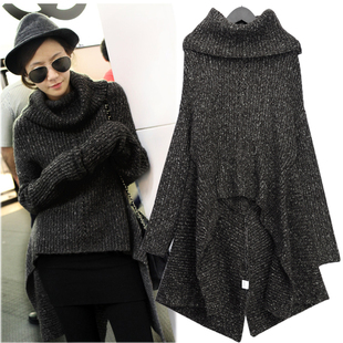 Can't afford to thicken  ball long sweater female gets new Europe after long before winter clothing short irregular long-sleeved render wool