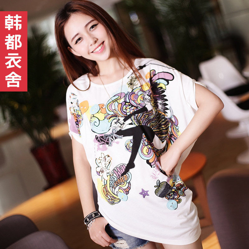 gen<span class=H>播</span>专柜正品牌女装2012春夏装女款图案大码T恤森马ccdd简