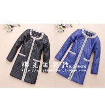 【棉先生 特色褶卷】菱形设计 长款加厚女皮衣 S2556