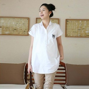 Add your maternity dresses summer collar shirt with embroidered Korean women fashion women shirts clothing