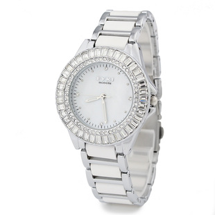  正港EYKI石英表 水钻时装女表 正品白色陶瓷表 韩版时尚手表 8423