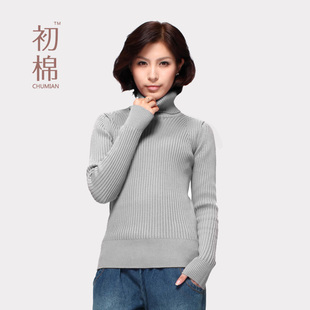  初棉 秋冬款打底高领厚款毛衣女款保暖修身针织衫毛线衣 S6335