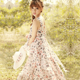 2012春装新款   印花唯美长裙 波西米亚大摆连衣裙子 礼服 89005