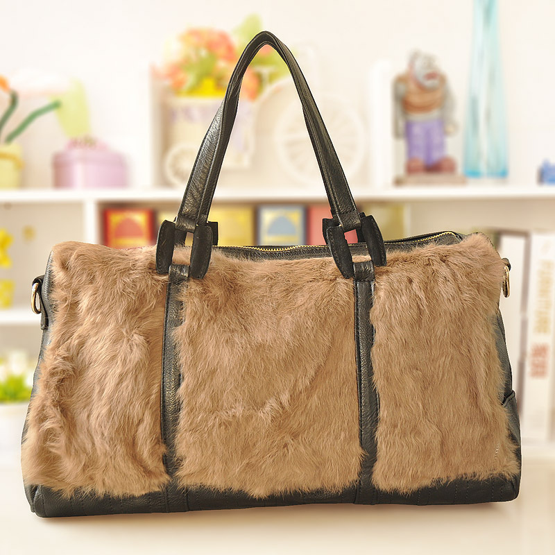 纯美兔毛单肩包通...