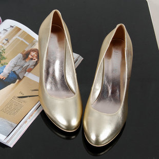  金色羊皮女鞋 高跟鞋结婚鞋 名媛时尚单鞋小码女鞋 32码 33 40码
