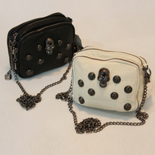 2013 new mini punk style skull chain diamond rivets Shoulder Messenger Handbag Ladies small bag