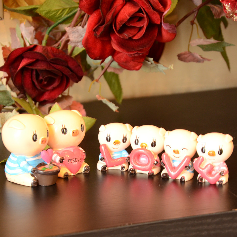 树脂love猪公仔汽车...