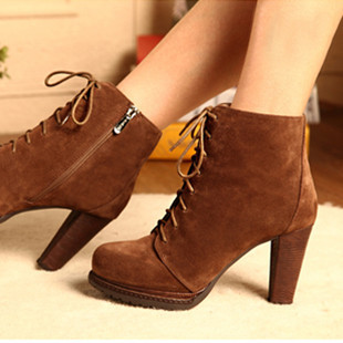 真皮 时尚超高跟粗跟...