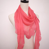 High-grade silk elegant solid color fresh and hand-crocheted triangle scarf / scarves