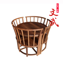 红木家具/鸡翅木家具/古典休闲圆桌五件套/简洁/茶桌棋牌桌餐桌