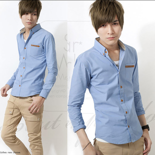  春装男装修身韩版潮男加厚长袖衬衫加绒休闲男士保暖衬衣纯棉