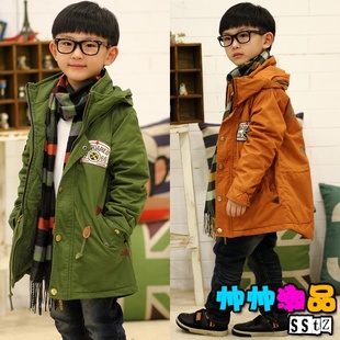  童装男童冬装 儿童男童风衣外套秋冬韩版夹棉 潮宝中大童秋装