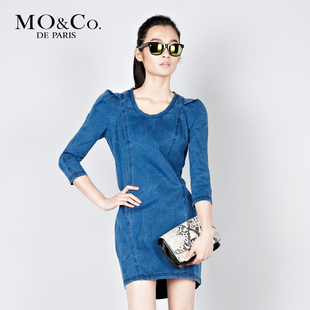MO&Co. 摩安珂 2012春夏女装 M111SKT47 七分袖牛仔连衣裙