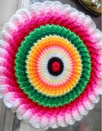 坐垫 七彩坐垫 椅子垫 毛线编织垫 圆座椅垫(颜