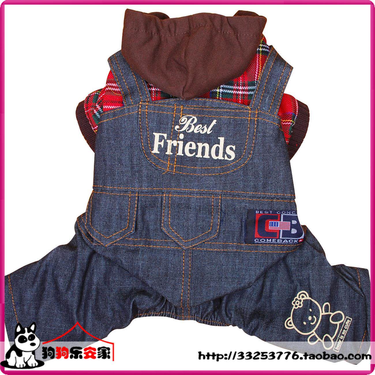 new!狗狗衣服宠物衣服小狗衣服泰迪衣服牛仔秋冬装厚四脚衣310311