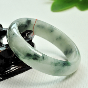  翡翠手镯玉镯子油青飘花翡翠 a货手镯结婚玉镯 冰种玉石玉手镯