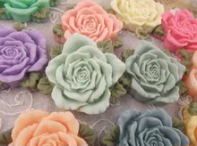 ZAKKA复古DIY手工饰品材料配件★树脂花 带叶大玫瑰 4叶花 吊坠