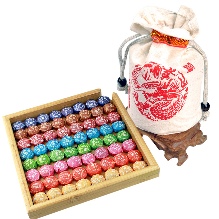 淘金币 云南普洱茶 熟 茶 茶叶 特价 9味81粒430克迷你普洱 小沱