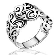 s925纯银泰银戒指，女款指环银饰品复古镂花宫廷，戒指个性时尚礼物